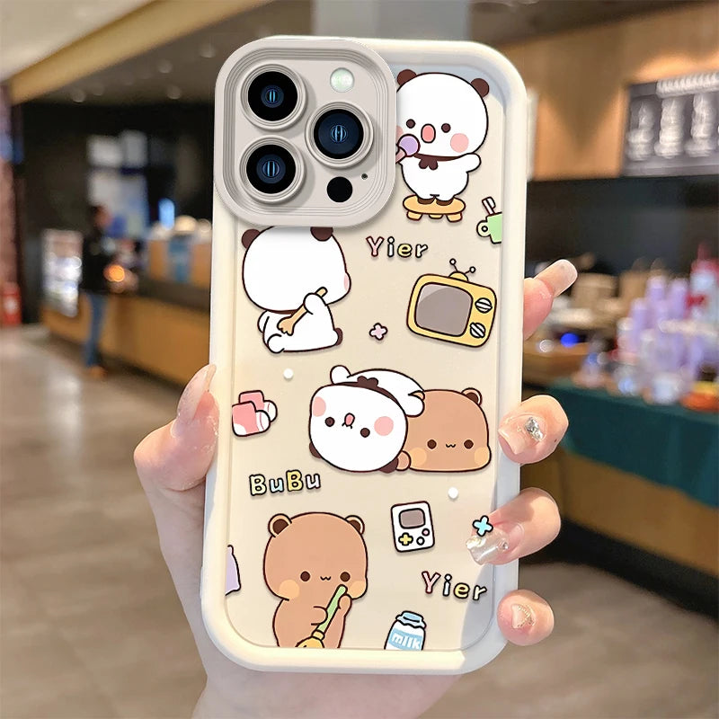 Hot BuBu DuDu Couple Cartoon Phone Case For iPhone 16 Pro Max Case 15 14 13 12 11 Pro XR X XS Max 8 7 Soft Liquid Silicone Cover