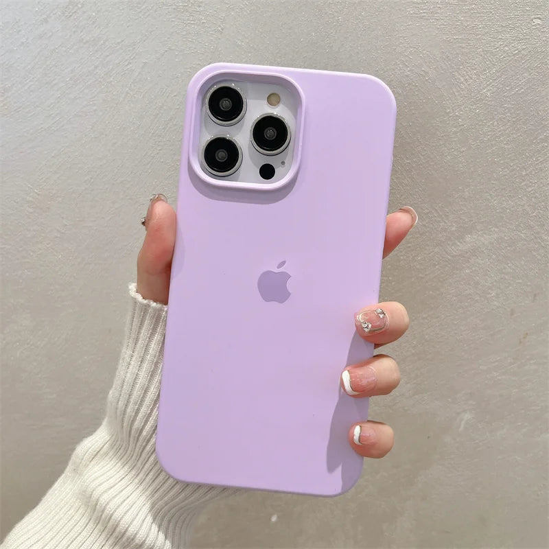 Luxury Original Silicone Case for Apple iPhone 16 15 14 11 12 13 Pro Max Official Cases for iPhone 13 14 12 15 16 Pro LOGO Cover