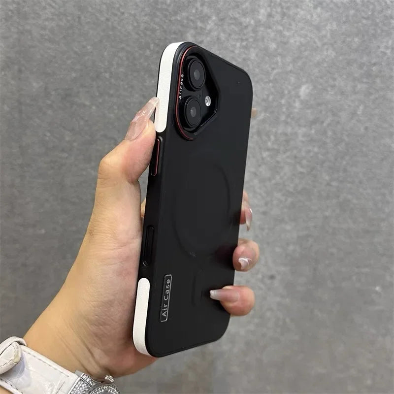 Luxury Matte Leather Magnetic For Magsafe Phone Case For iPhone 16 15 Pro Max 14 13 12 Wireless Charging Shockproof Bumper Cover