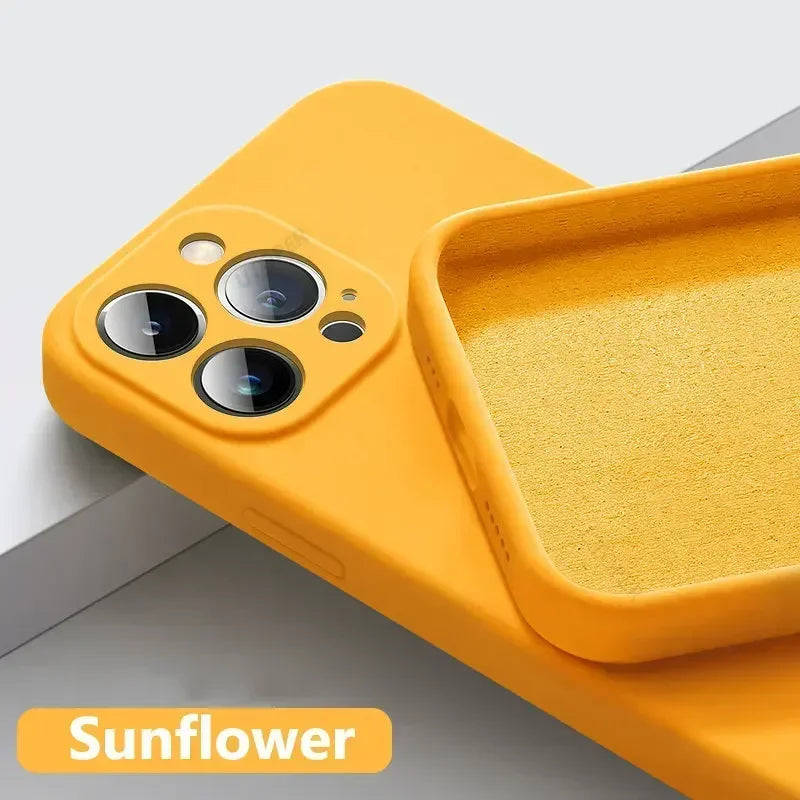 Luxury Silicone Antiskid Phone Case For iPhone 16 15 14 13 11 12 Pro Max 16 Plus Shockproof Full Lens Protection Cover