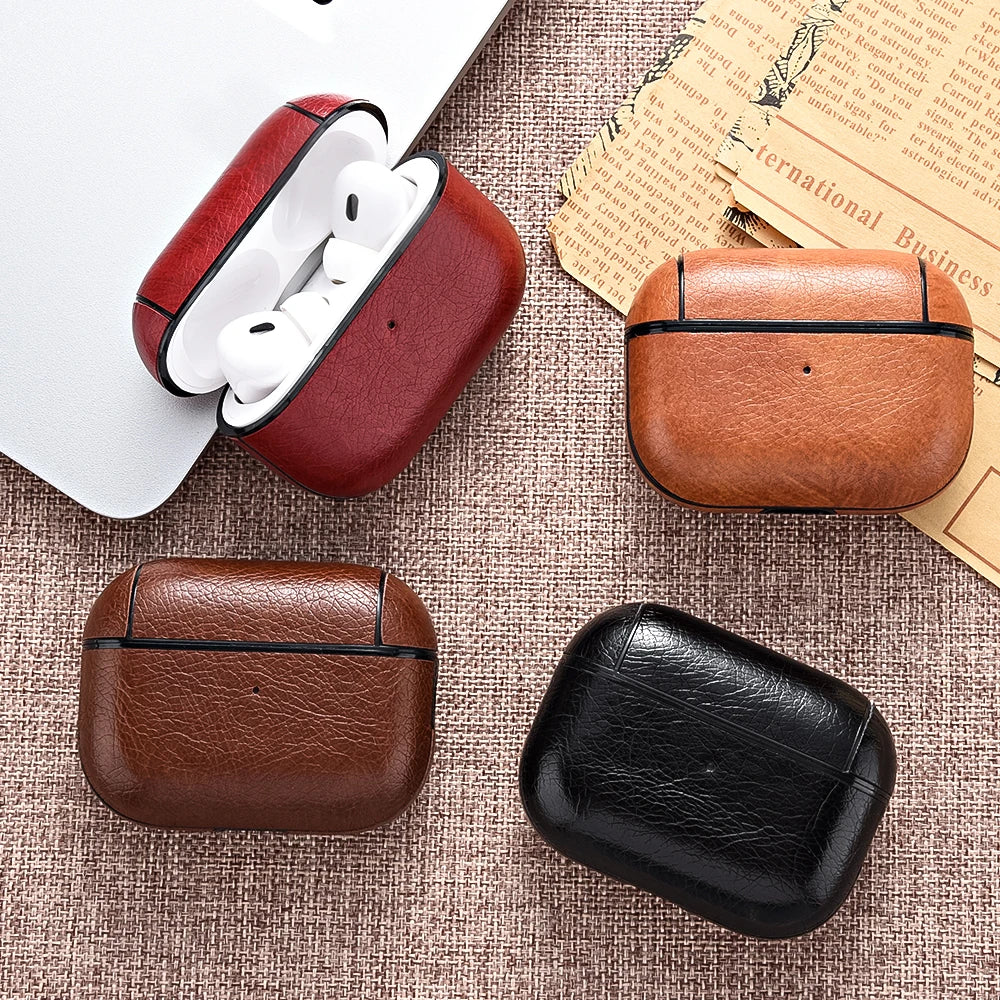 For Airpods Pro 2 4 Case Leather Business Earphone Case Headset Shell Headphone Cover For Apple AirPod 3 Pro 2nd Gen USB C Funda