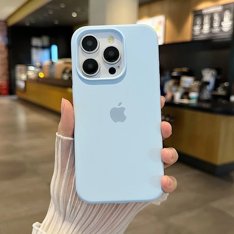 Luxury Original Silicone Case for Apple iPhone 16 15 14 11 12 13 Pro Max Official Cases for iPhone 13 14 12 15 16 Pro LOGO Cover
