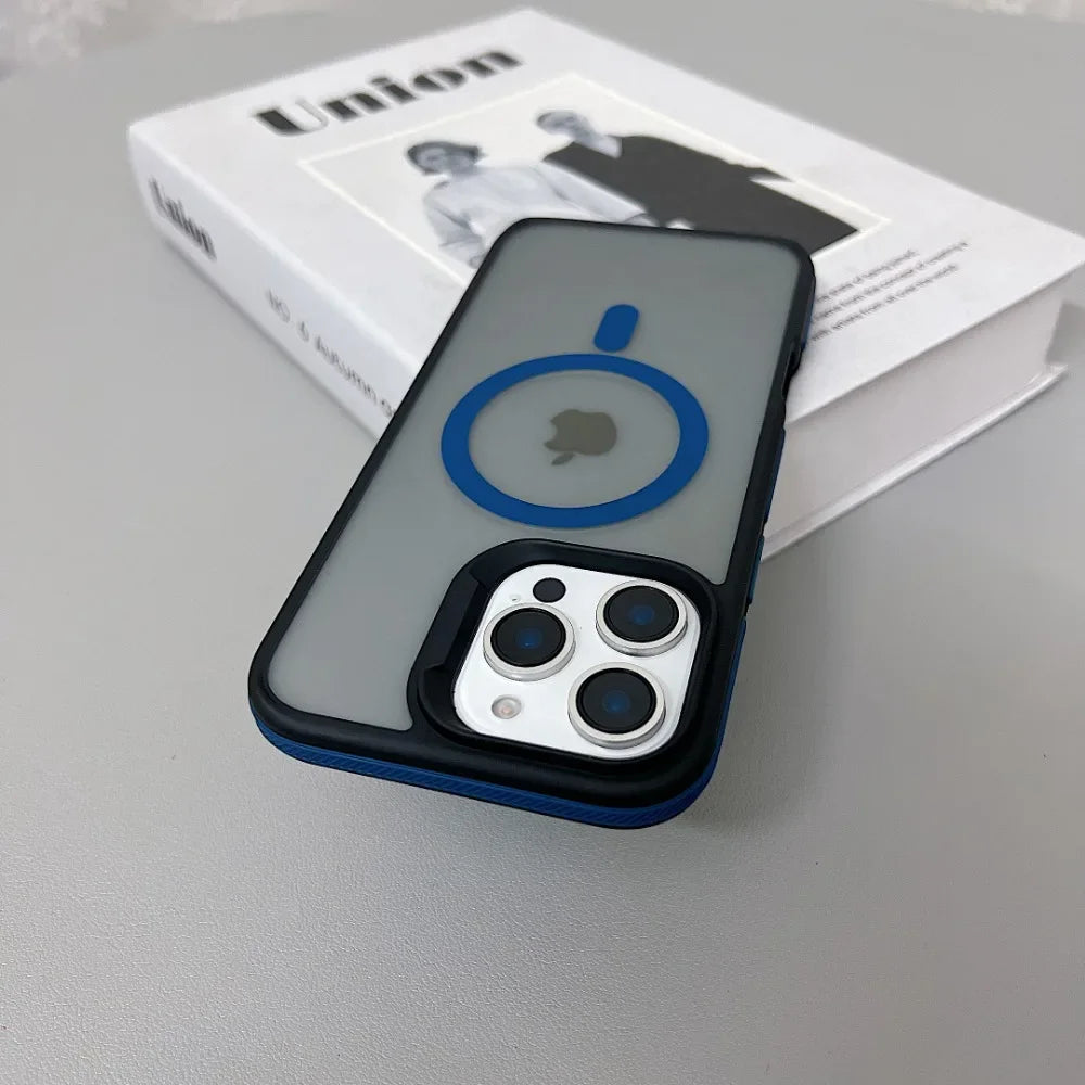 Luxury Magnetic Color Matte Translucent Armor Shockproof Case For iPhone 11 12 13 14 15 16 ProMax Magsafe Wireless Charge Cover