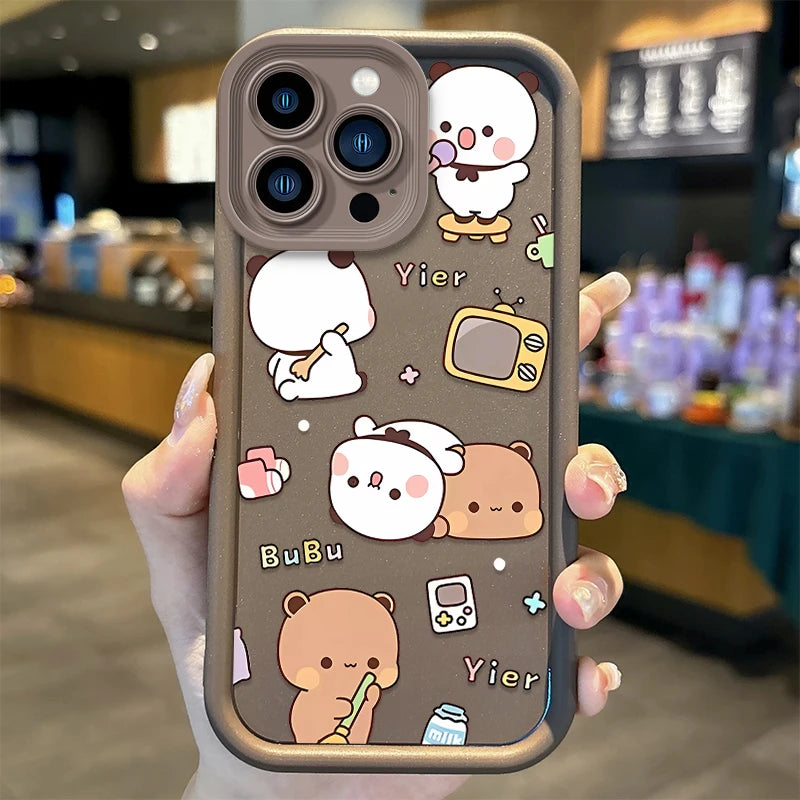 Hot BuBu DuDu Couple Cartoon Phone Case For iPhone 16 Pro Max Case 15 14 13 12 11 Pro XR X XS Max 8 7 Soft Liquid Silicone Cover