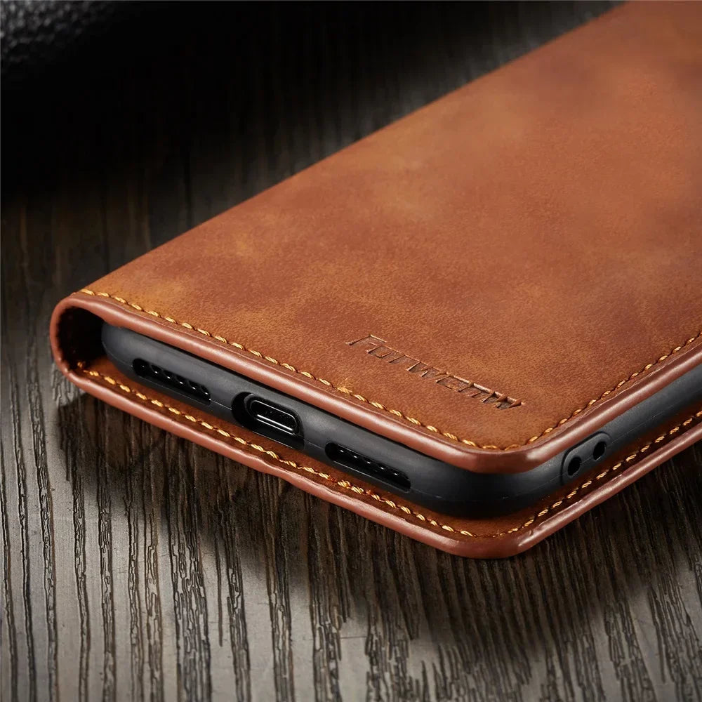 Thin Suede Leather Wallet Case for iPhone 11 12 13 14 15 16 Pro Max Mini XR XS 8 7 6s 6 Plus SE 2020 5S Flip Cover Strong Magnet
