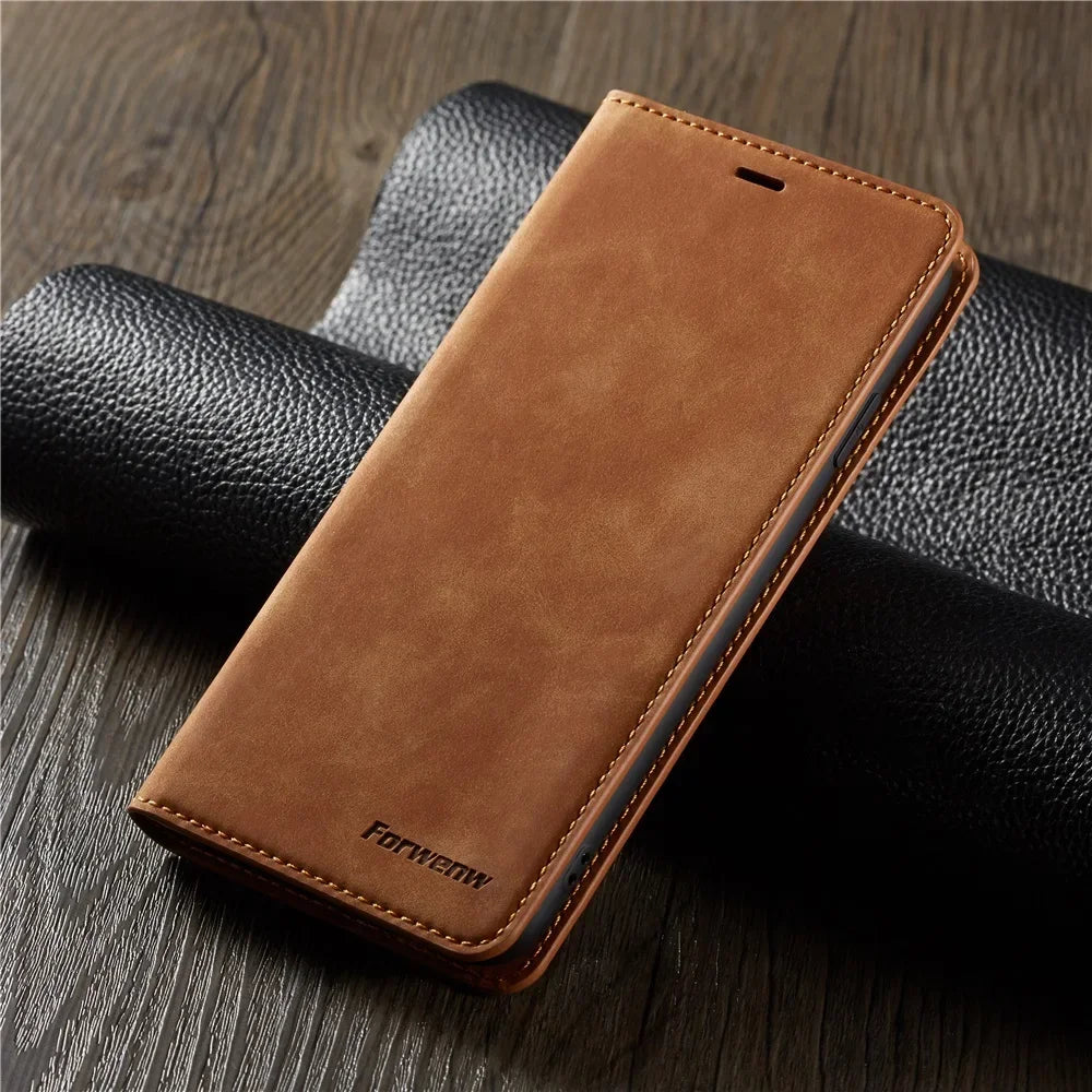 Thin Suede Leather Wallet Case for iPhone 11 12 13 14 15 16 Pro Max Mini XR XS 8 7 6s 6 Plus SE 2020 5S Flip Cover Strong Magnet