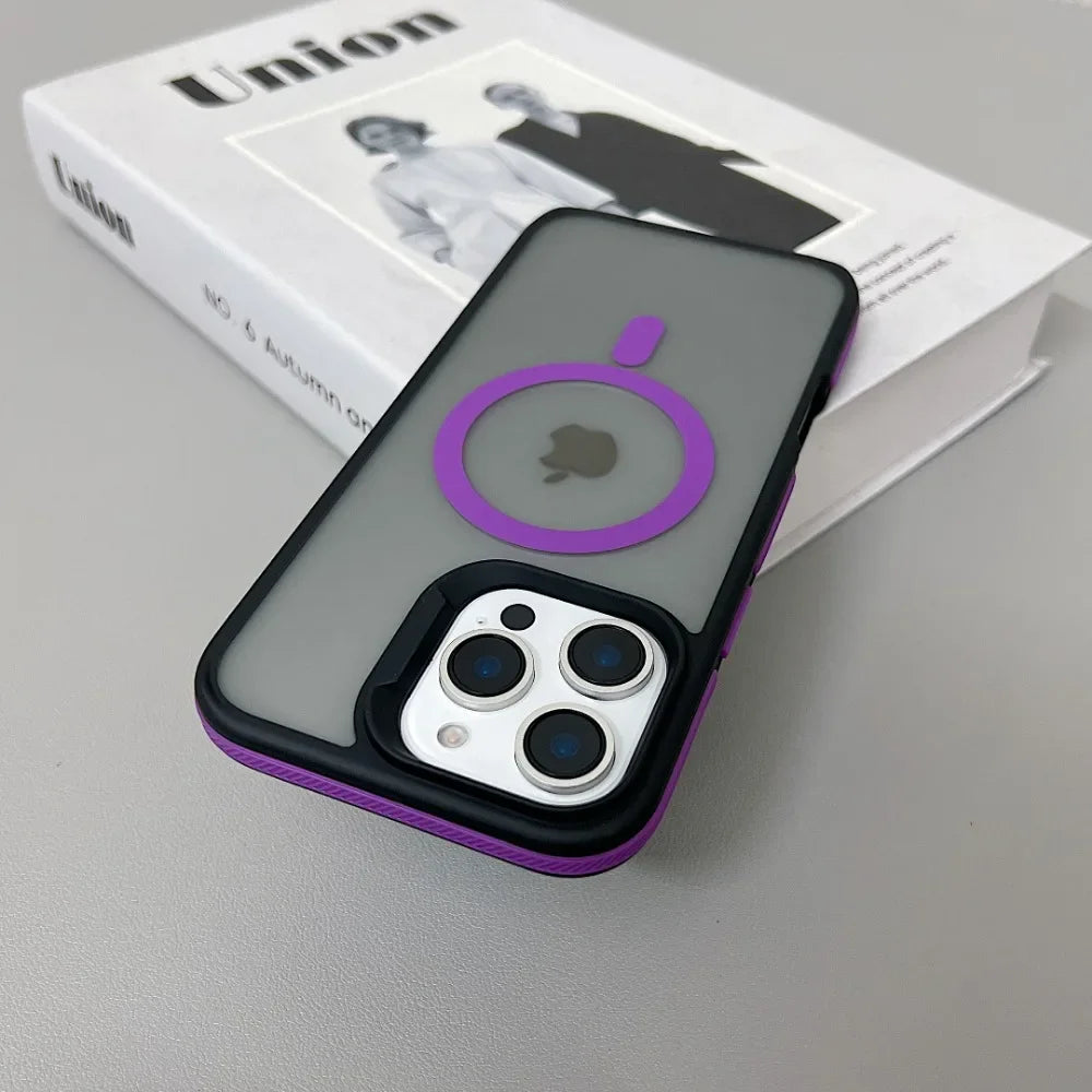 Luxury Magnetic Color Matte Translucent Armor Shockproof Case For iPhone 11 12 13 14 15 16 ProMax Magsafe Wireless Charge Cover