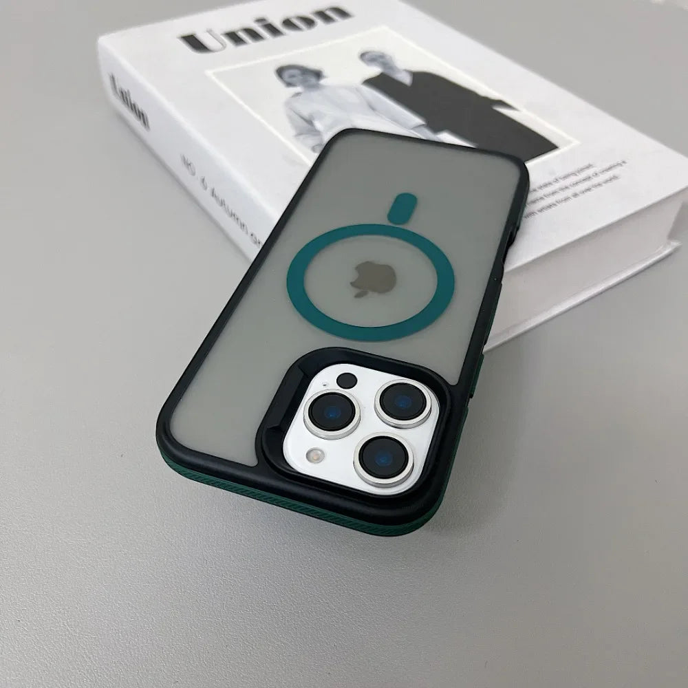 Luxury Magnetic Color Matte Translucent Armor Shockproof Case For iPhone 11 12 13 14 15 16 ProMax Magsafe Wireless Charge Cover