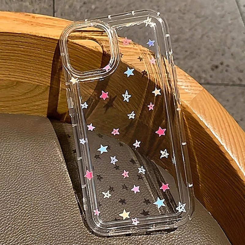 Small Flower Stars Soft Case For iPhone 16 16e 14 13 11 15 Pro Max 12 Mini XS XR X 8 7 Plus SE 2022 13Pro Anti-drop Airbag Cover
