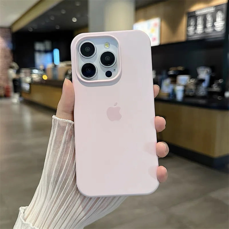 Luxury Original Silicone Case for Apple iPhone 16 15 14 11 12 13 Pro Max Official Cases for iPhone 13 14 12 15 16 Pro LOGO Cover