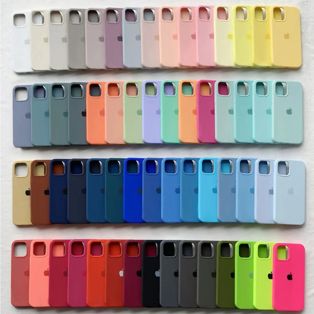 Luxury Original Silicone Case for Apple iPhone 16 15 14 11 12 13 Pro Max Official Cases for iPhone 13 14 12 15 16 Pro LOGO Cover