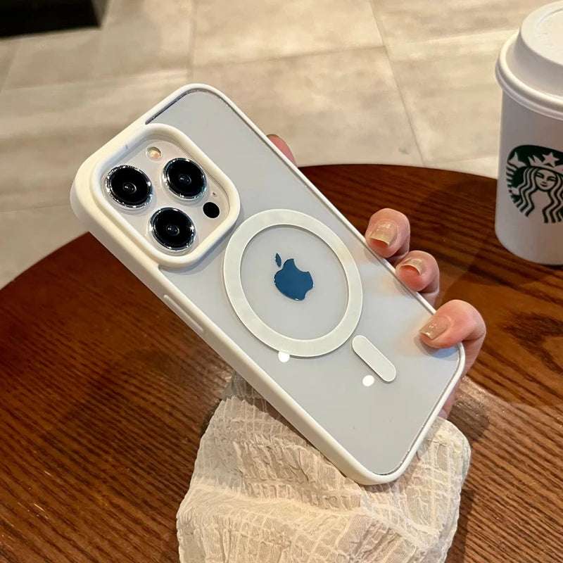 Luxury Magsafe Transparent Phone Case For iPhone 16 15 14 11 12 13 Pro Max 16 Plus Mini 16e Magnetic Wireless Charge Clear Cover