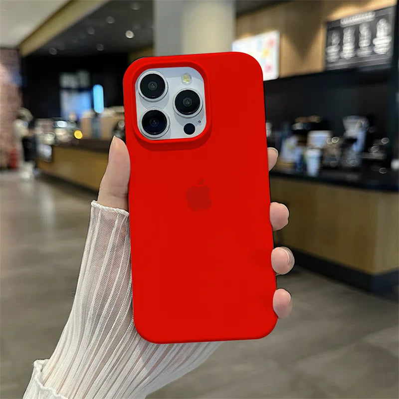 Luxury Original Silicone Case for Apple iPhone 16 15 14 11 12 13 Pro Max Official Cases for iPhone 13 14 12 15 16 Pro LOGO Cover