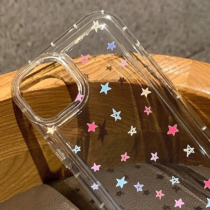 Small Flower Stars Soft Case For iPhone 16 16e 14 13 11 15 Pro Max 12 Mini XS XR X 8 7 Plus SE 2022 13Pro Anti-drop Airbag Cover