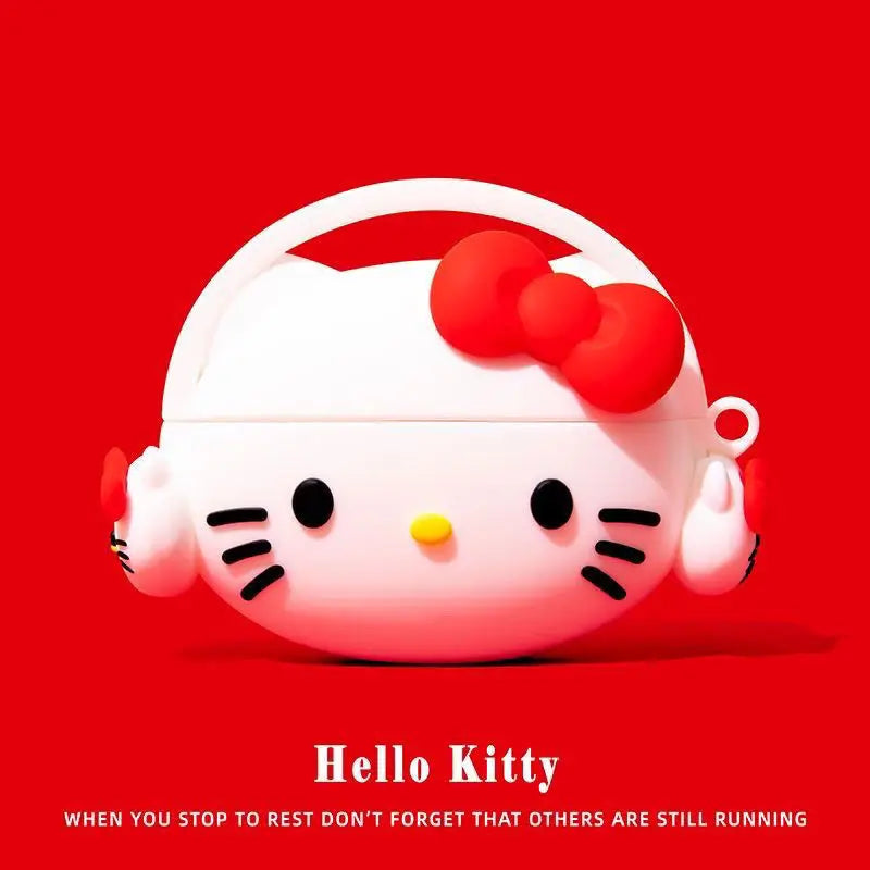 For Airpods 1 2 3 4 Pro Pro 2 Hello Kitty Kuromi Melody Listen To Music Silicone Earphone Case Accessories Cover