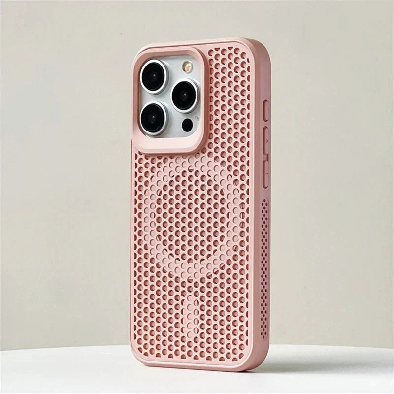 Luxury Matte Heat Dissipation Hole For Magsafe Case For iPhone 16 15 14 1312Pro Max Plus Magnetic Wireless Charge PC Hard Cover