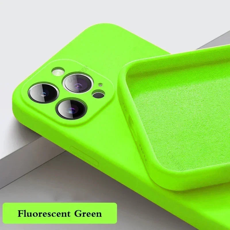 Luxury Silicone Antiskid Phone Case For iPhone 16 15 14 13 11 12 Pro Max 16 Plus Shockproof Full Lens Protection Cover