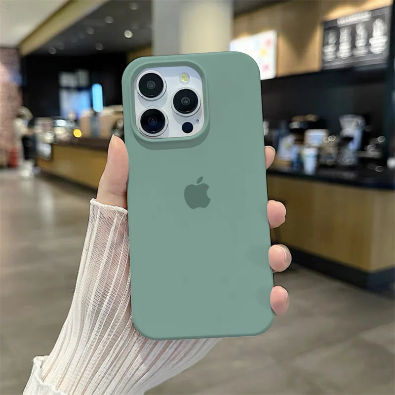 Luxury Original Silicone Case for Apple iPhone 16 15 14 11 12 13 Pro Max Official Cases for iPhone 13 14 12 15 16 Pro LOGO Cover