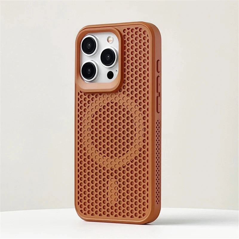 Luxury Matte Heat Dissipation Hole For Magsafe Case For iPhone 16 15 14 1312Pro Max Plus Magnetic Wireless Charge PC Hard Cover