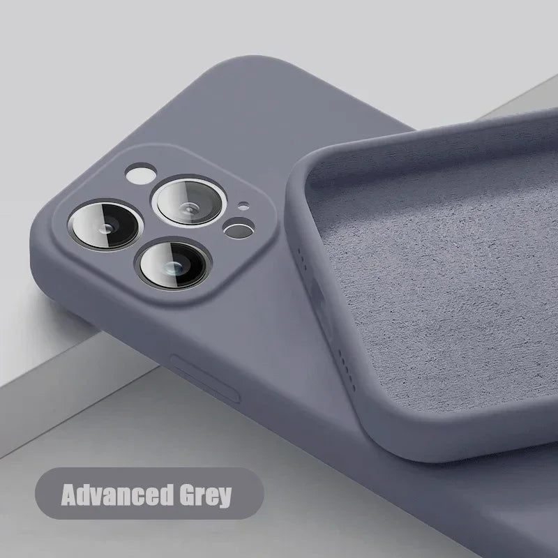 Luxury Silicone Antiskid Phone Case For iPhone 16 15 14 13 11 12 Pro Max 16 Plus Shockproof Full Lens Protection Cover