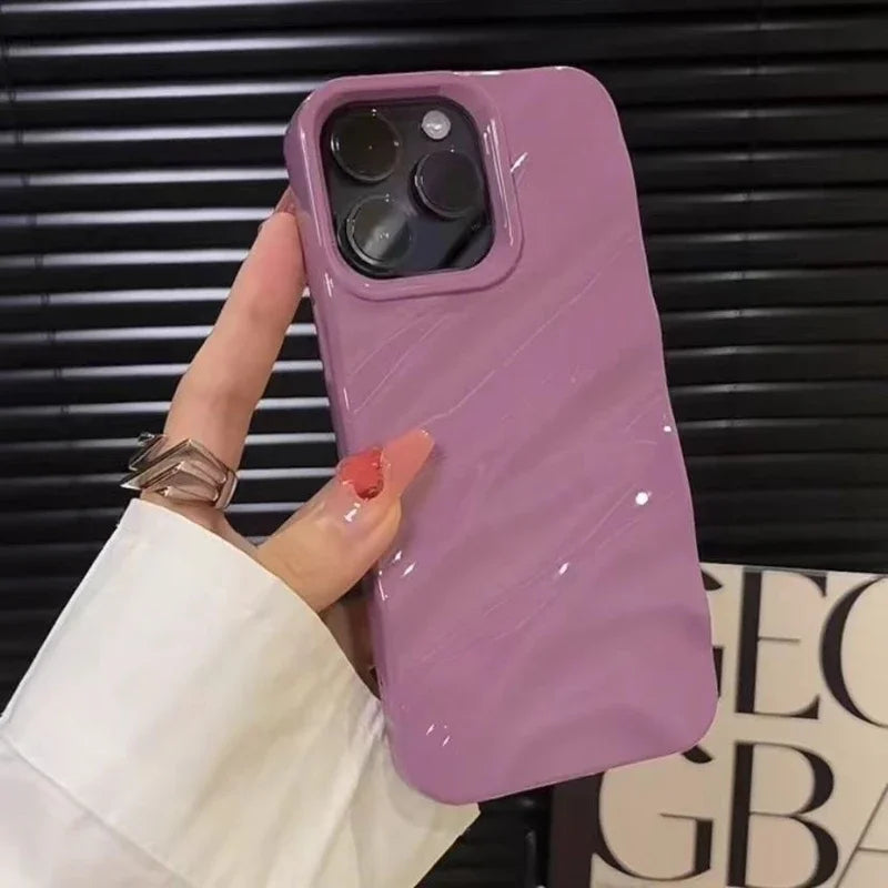 Soft Water Ripple Pattern Phone Case For iPhone 11 12 13 14 15 16 Pro Max X Xs Max XR 7 8 Plus SE 2020 2022 Bumper Cases Cover
