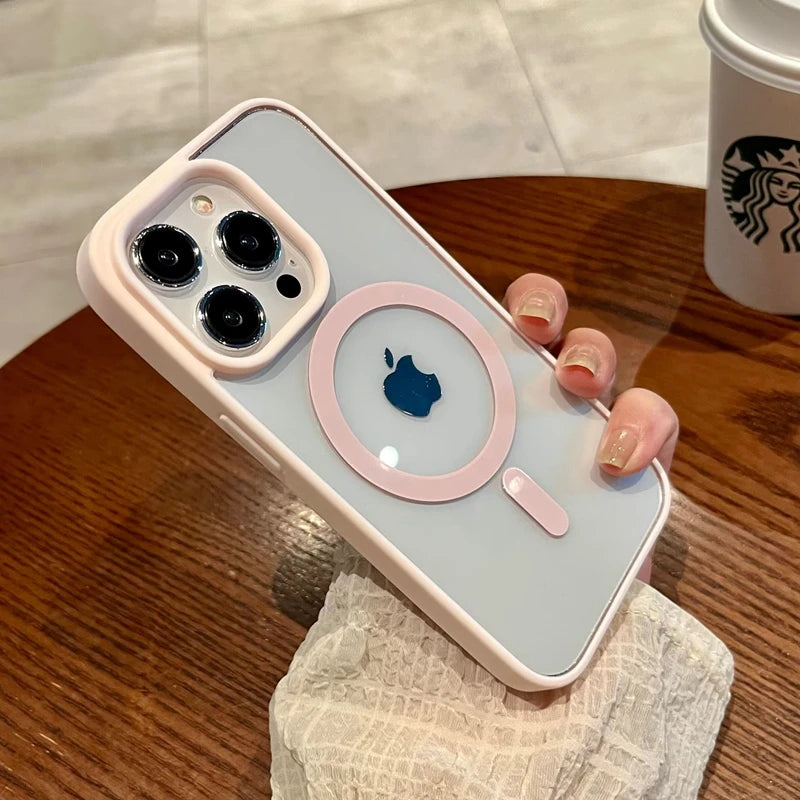 Luxury Magsafe Transparent Phone Case For iPhone 16 15 14 11 12 13 Pro Max 16 Plus Mini 16e Magnetic Wireless Charge Clear Cover