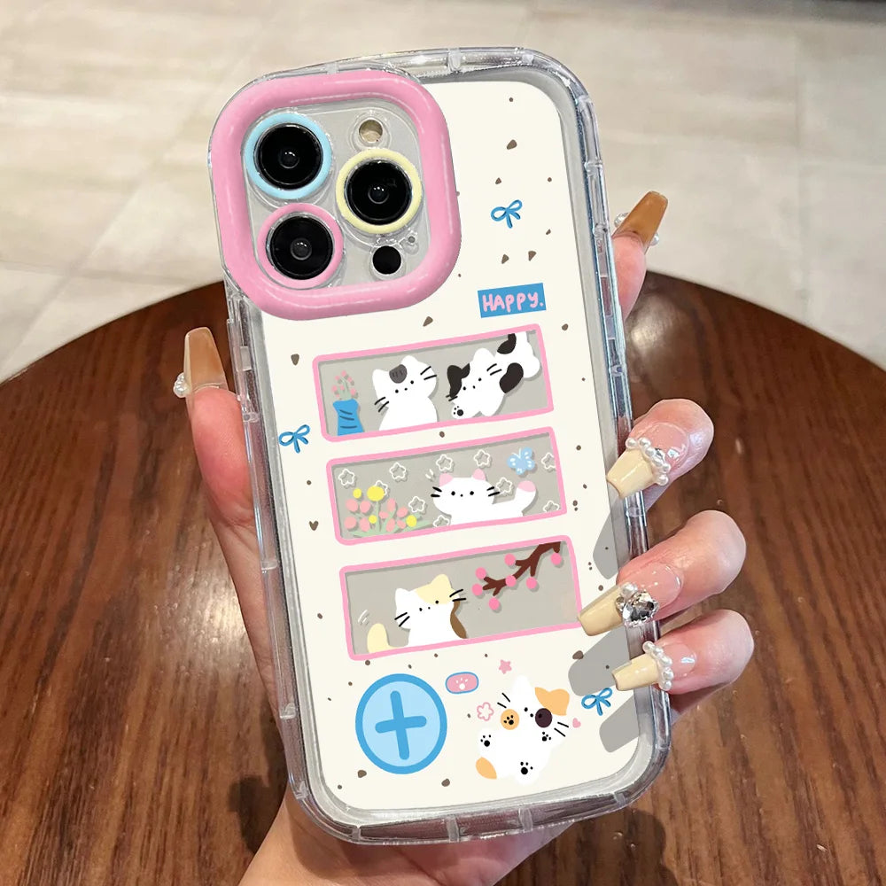 Cut Cat Aninal Phone Case For iPhone 13 Funda iPhone 15 11 16 14 17 Pro Max Air 12 7 8 Plus SE 2020 17promax Silicone Soft Cover