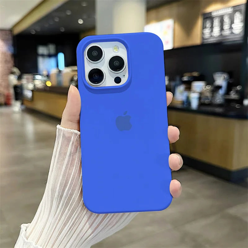 Luxury Original Silicone Case for Apple iPhone 16 15 14 11 12 13 Pro Max Official Cases for iPhone 13 14 12 15 16 Pro LOGO Cover