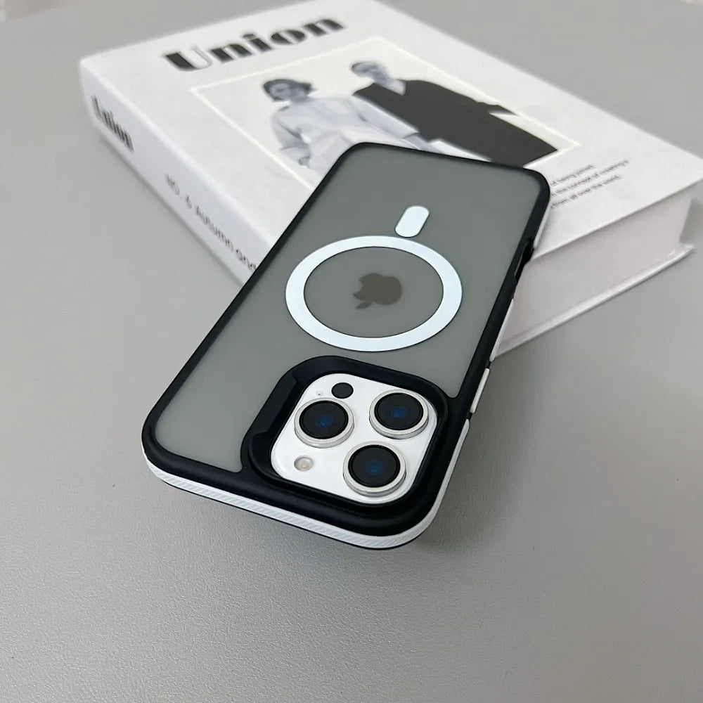 Luxury Magnetic Color Matte Translucent Armor Shockproof Case For iPhone 11 12 13 14 15 16 ProMax Magsafe Wireless Charge Cover