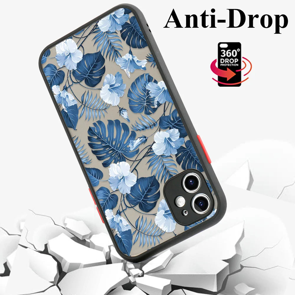 Green Leaves Matte Case For Samsung A55 A54 5G A53 A52 A35 A34 A33 A32 4G A13 A05 S24 Ultra S23 S22 Plus S21 FE S20 Soft Cover