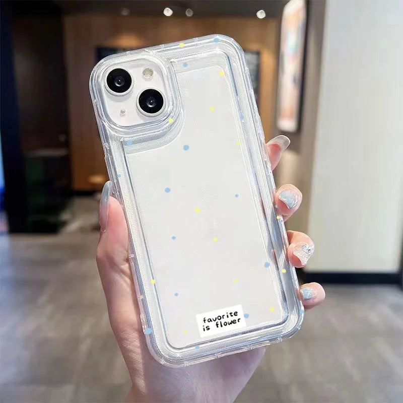 Small Flower Stars Soft Case For iPhone 16 16e 14 13 11 15 Pro Max 12 Mini XS XR X 8 7 Plus SE 2022 13Pro Anti-drop Airbag Cover