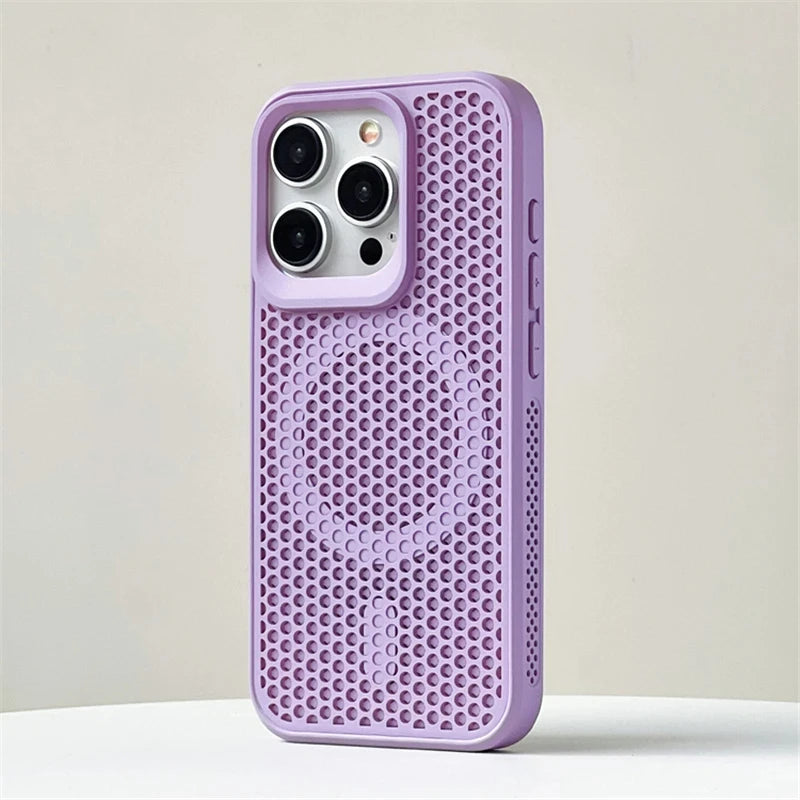 Luxury Matte Heat Dissipation Hole For Magsafe Case For iPhone 16 15 14 1312Pro Max Plus Magnetic Wireless Charge PC Hard Cover