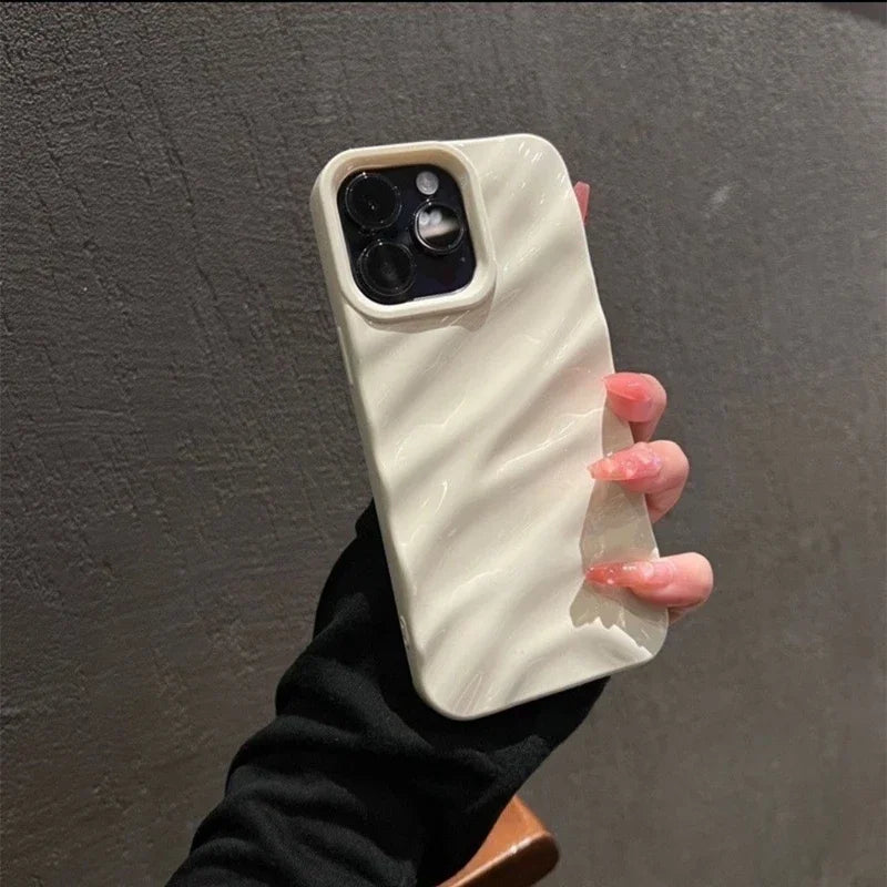 Soft Water Ripple Pattern Phone Case For iPhone 11 12 13 14 15 16 Pro Max X Xs Max XR 7 8 Plus SE 2020 2022 Bumper Cases Cover