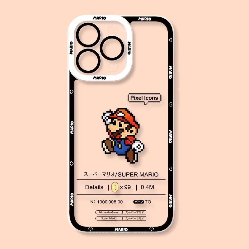 Super Mario Bros Game Case For Iphone 15 Pro Max 16 11 14 13 12 X XS XR 7 8 Plus Cover Silicone Funda Transparent