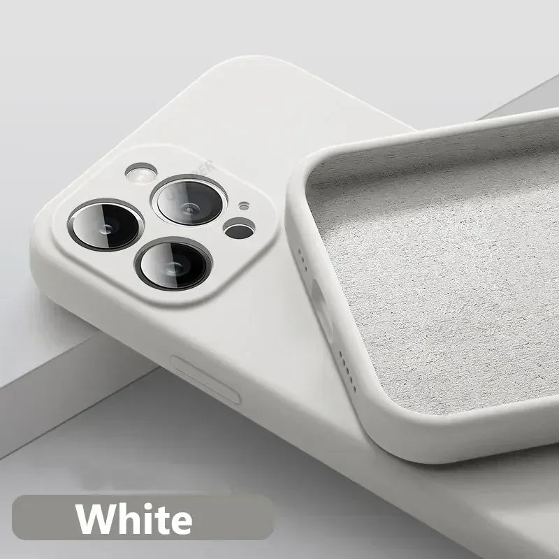 Luxury Silicone Antiskid Phone Case For iPhone 16 15 14 13 11 12 Pro Max 16 Plus Shockproof Full Lens Protection Cover