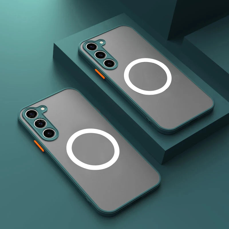 Matte Magnetic For Samsung Galaxy S25 S24 S23 S22 S21 S20 Ultra Plus FE A54 A53 A13 Note 20 10 5G Case Wireless Charge Cover