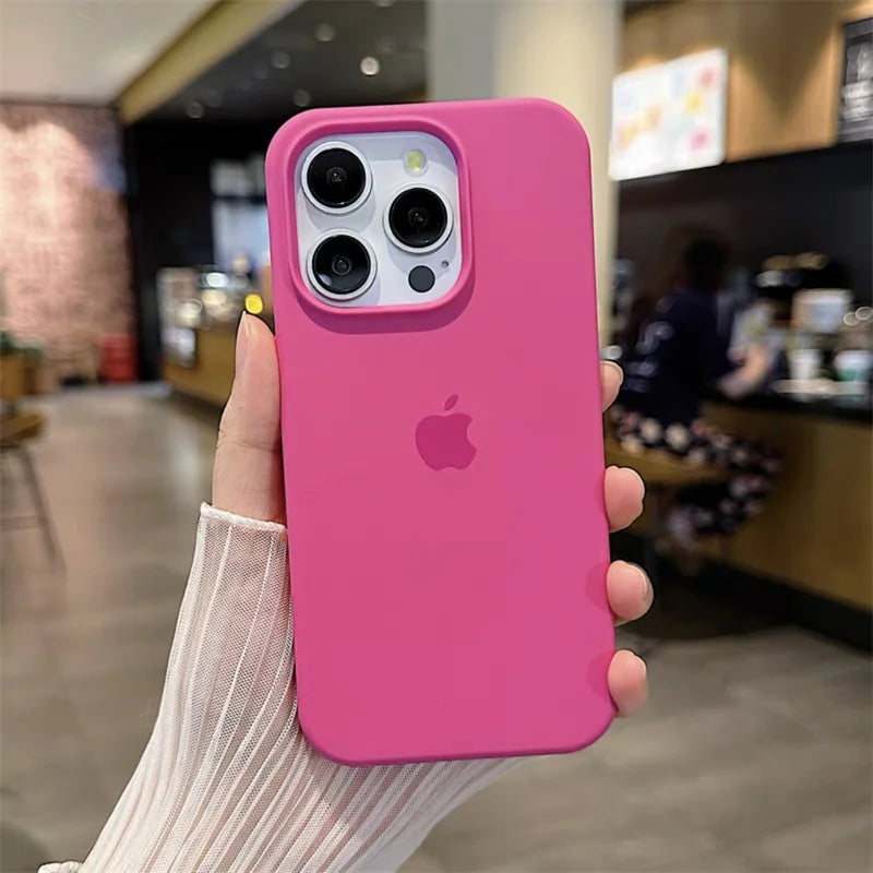 Luxury Original Silicone Case for Apple iPhone 16 15 14 11 12 13 Pro Max Official Cases for iPhone 13 14 12 15 16 Pro LOGO Cover