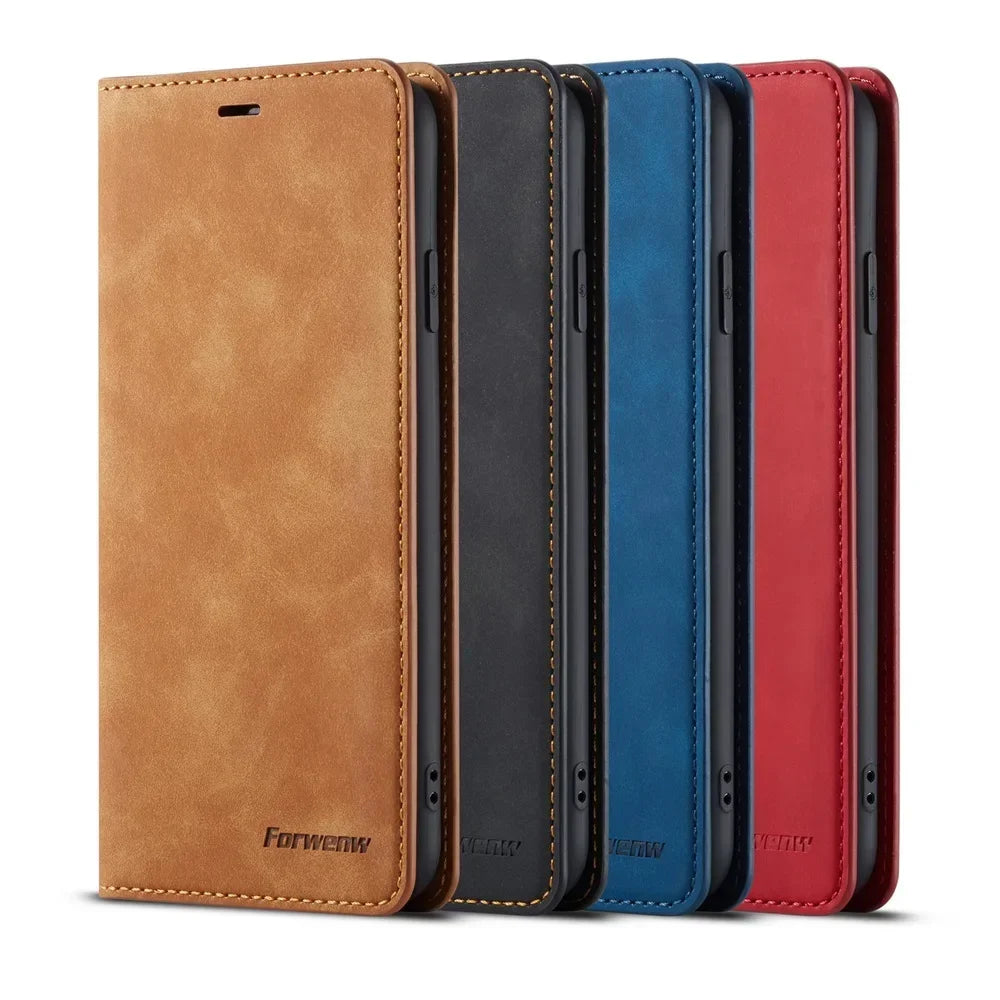 Thin Suede Leather Wallet Case for iPhone 11 12 13 14 15 16 Pro Max Mini XR XS 8 7 6s 6 Plus SE 2020 5S Flip Cover Strong Magnet