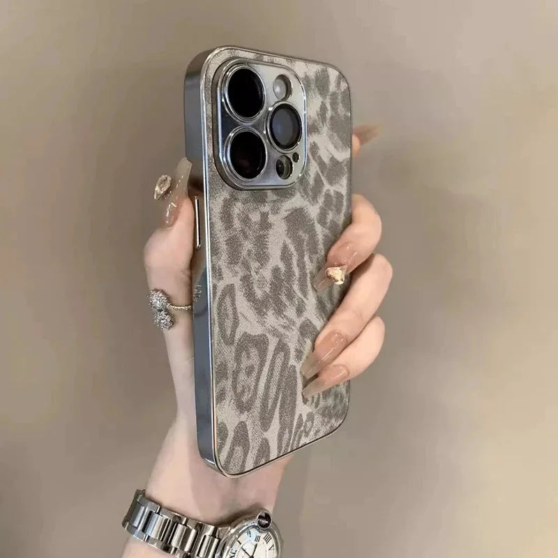 Luxury Leopard Print Phone Case For iPhone 11 12 13 14 15 16 Pro Max Plus Shockproof Bumber Cases Cover