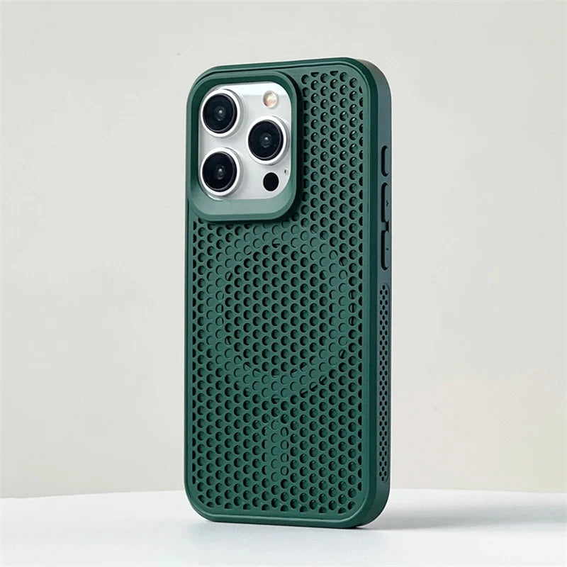 Luxury Matte Heat Dissipation Hole For Magsafe Case For iPhone 16 15 14 1312Pro Max Plus Magnetic Wireless Charge PC Hard Cover