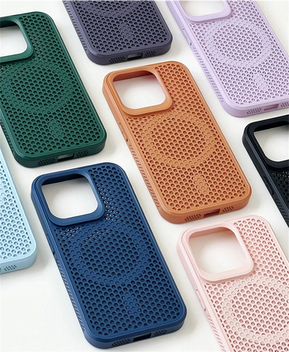 Luxury Matte Heat Dissipation Hole For Magsafe Case For iPhone 16 15 14 1312Pro Max Plus Magnetic Wireless Charge PC Hard Cover