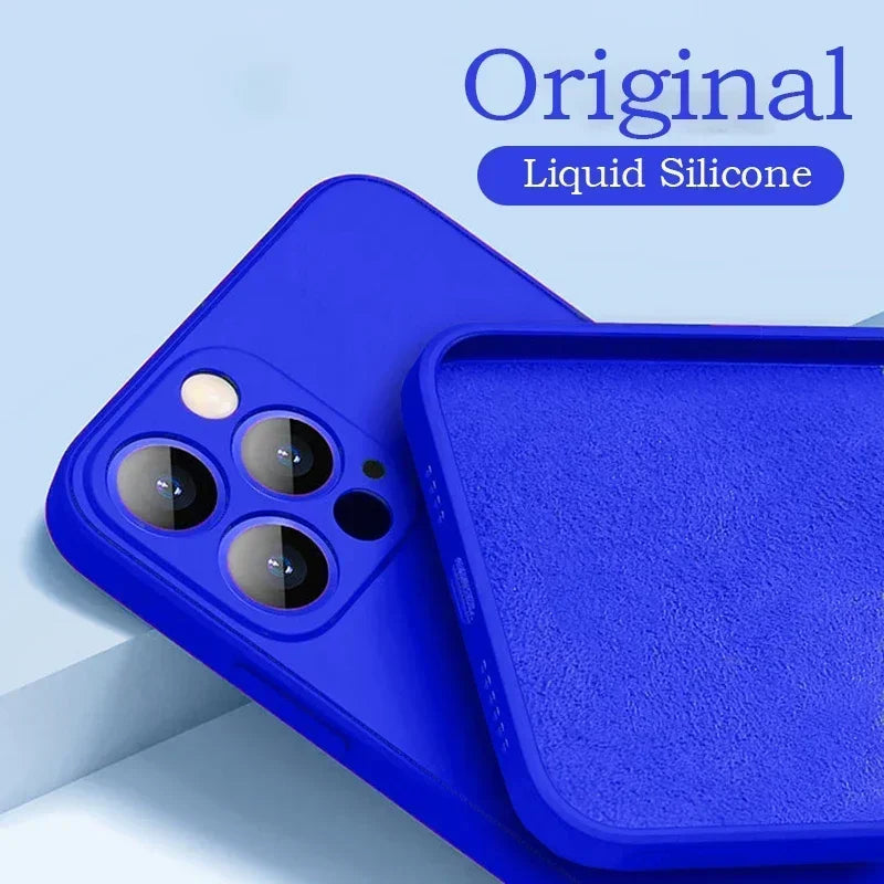 Luxury Silicone Antiskid Phone Case For iPhone 16 15 14 13 11 12 Pro Max 16 Plus Shockproof Full Lens Protection Cover