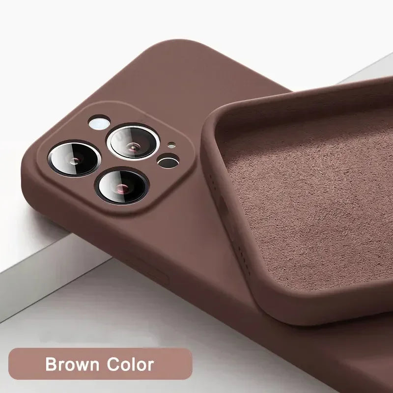 Luxury Silicone Antiskid Phone Case For iPhone 16 15 14 13 11 12 Pro Max 16 Plus Shockproof Full Lens Protection Cover