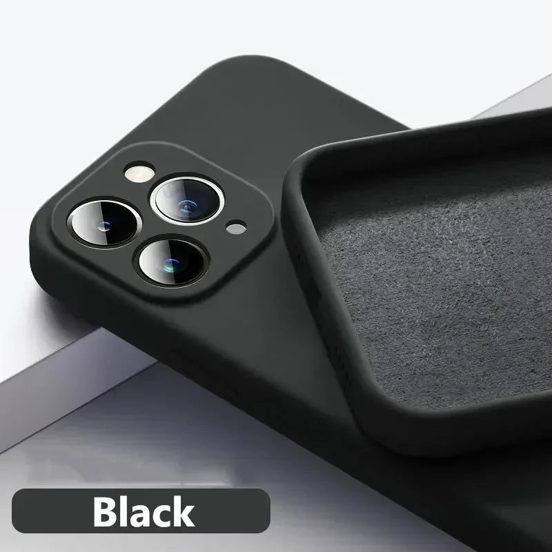 Luxury Silicone Antiskid Phone Case For iPhone 16 15 14 13 11 12 Pro Max 16 Plus Shockproof Full Lens Protection Cover