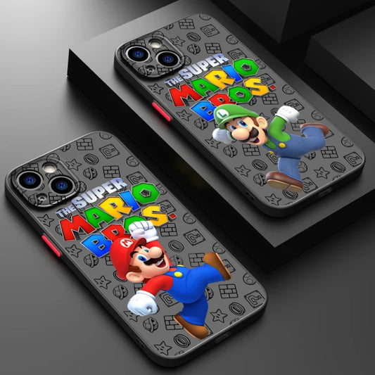 S-Super M-Marios B-Bros Cute Frosted Translucent For Apple iPhone 16 15 14 13 12 11 XS XR X Pro Max Plus Mini TPU Phone Case