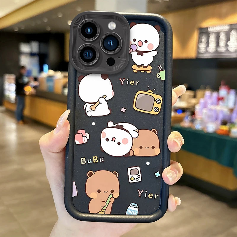 Hot BuBu DuDu Couple Cartoon Phone Case For iPhone 16 Pro Max Case 15 14 13 12 11 Pro XR X XS Max 8 7 Soft Liquid Silicone Cover