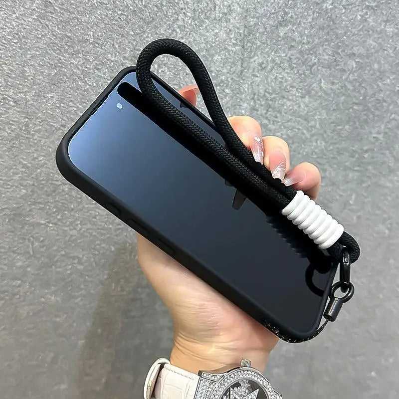 Luxury With Lanyard Clear For Magsafe Phone Case For iPhone 14 11 12 13 15 16 Pro Max Shockproof Armour Wrist Strap Back Cover