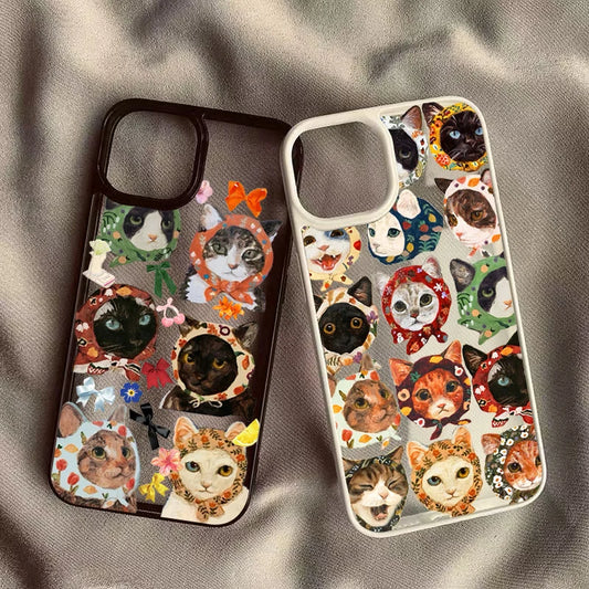 Colorful Cat Design Clear Phone Case For iPhone 11 12 13 14 15 16 Pro Max Plus 16E XR X XS Max 7 8 16 Plus SE2 Hard Cover