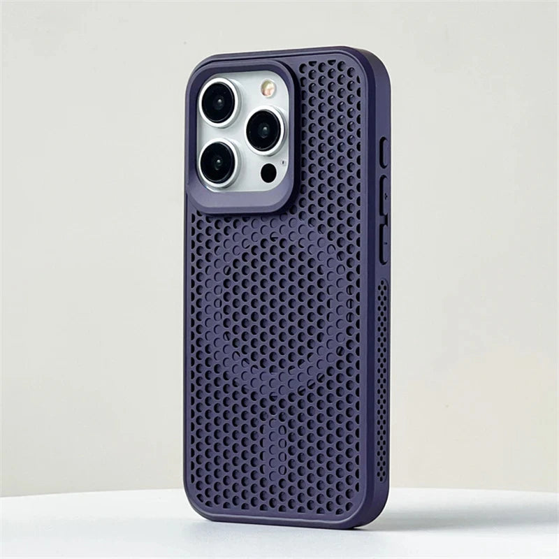 Luxury Matte Heat Dissipation Hole For Magsafe Case For iPhone 16 15 14 1312Pro Max Plus Magnetic Wireless Charge PC Hard Cover