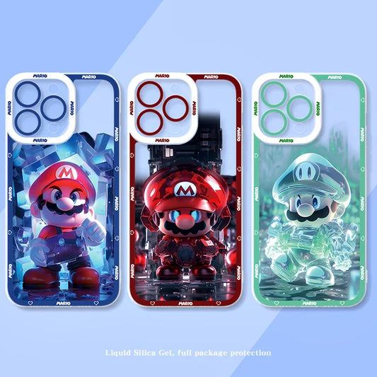 Super M-Marios Bros Clear Phone Case for iPhone 15 14 11 Pro Max 13 12 Mini XR XS X 8 7 6 6S Plus SE 2020 Soft Shockproof Cover